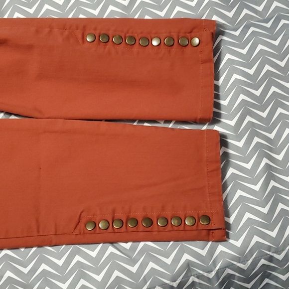Soft Surroundings Sz S Pull on Pants Orange Rust Snaps at Ankle Trousers Jeans - Picture 5 of 8